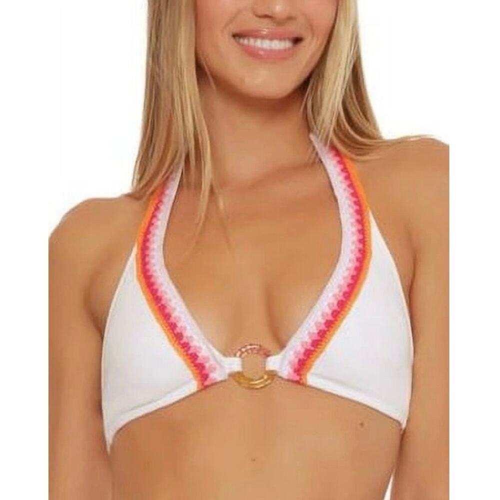 Trina Turk Womens Swim Tulum Halter Top White Size 8
Bright crochet trim